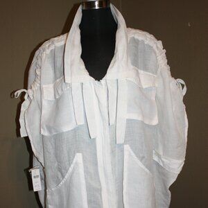 ANTHROPOLOGIE LILKA IVORY OVERSIZED JACKET PULL STRING ADJUSTABLE - XS 0 2 4